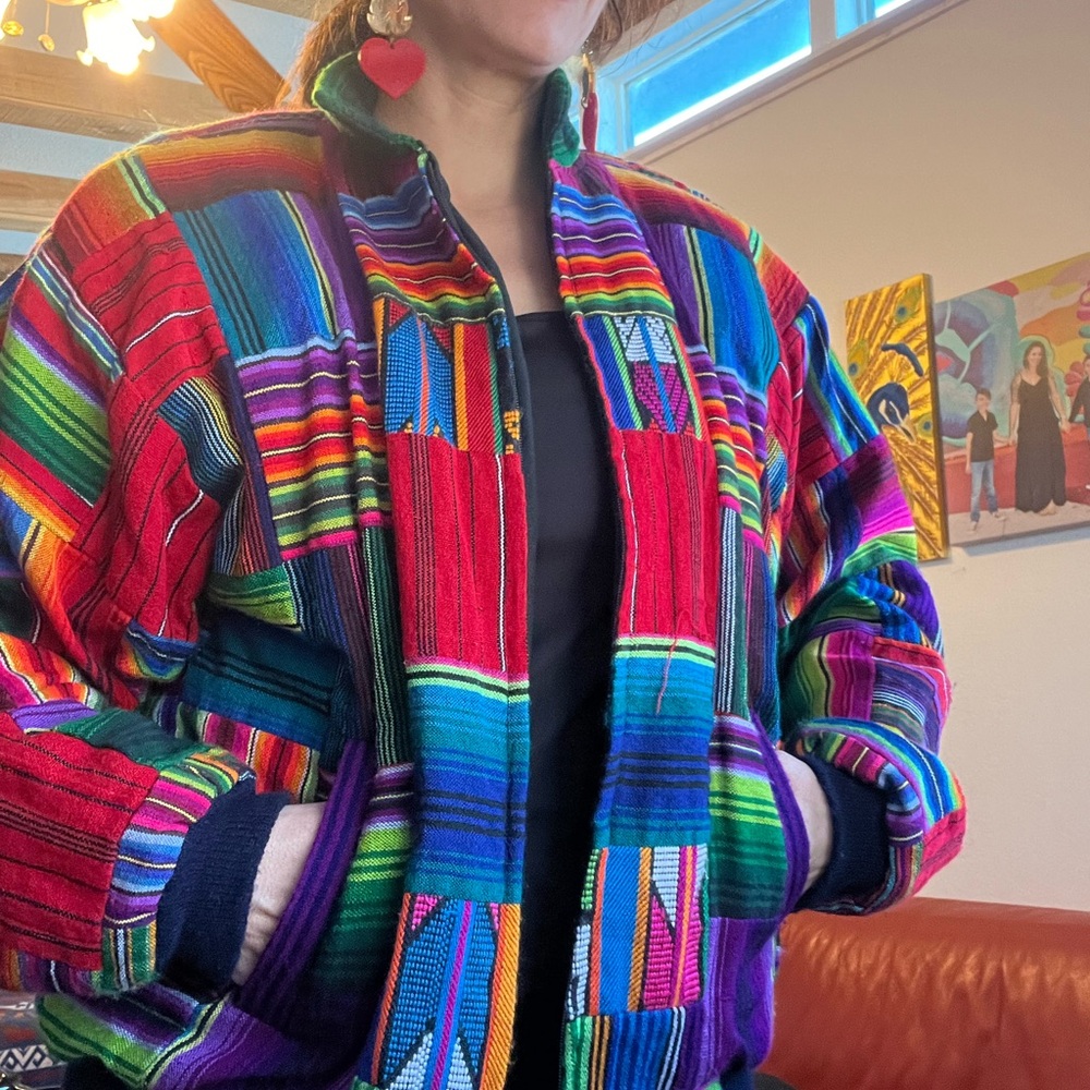 Colorful Striped Bomber Jacket form the brand Dawg Co.(Guatemala )100% cotton